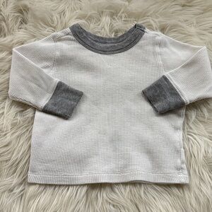 Cozy White and Gray Kids Long Sleeve thermal Shirt
